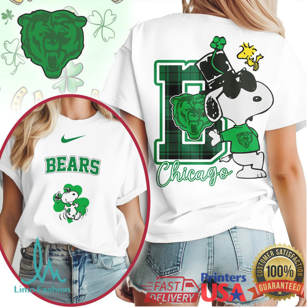 Snoopy Chicago Bears St. Patrick's Day Shamrock Football T Shirt - Limotees LLC