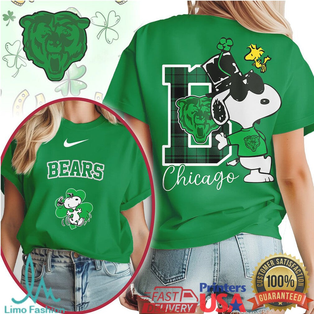Snoopy Chicago Bears St. Patrick's Day Shamrock Football T Shirt - Limotees LLC
