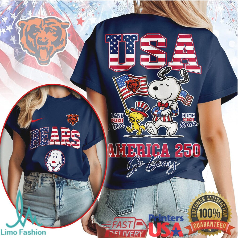 Snoopy Chicago Bears USA 250th Anniversary Patriotic Football T Shirt - Limotees LLC