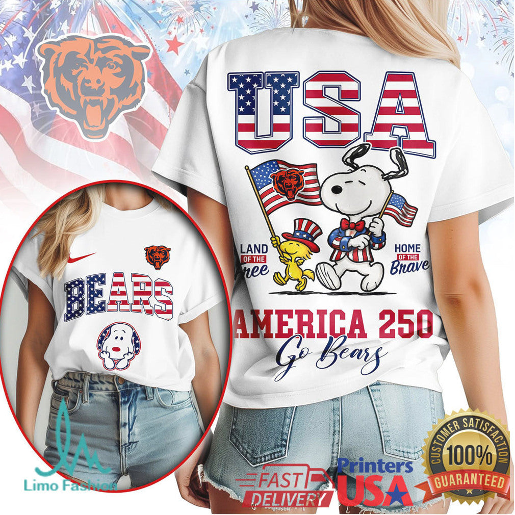 Snoopy Chicago Bears USA 250th Anniversary Patriotic Football T Shirt - Limotees LLC