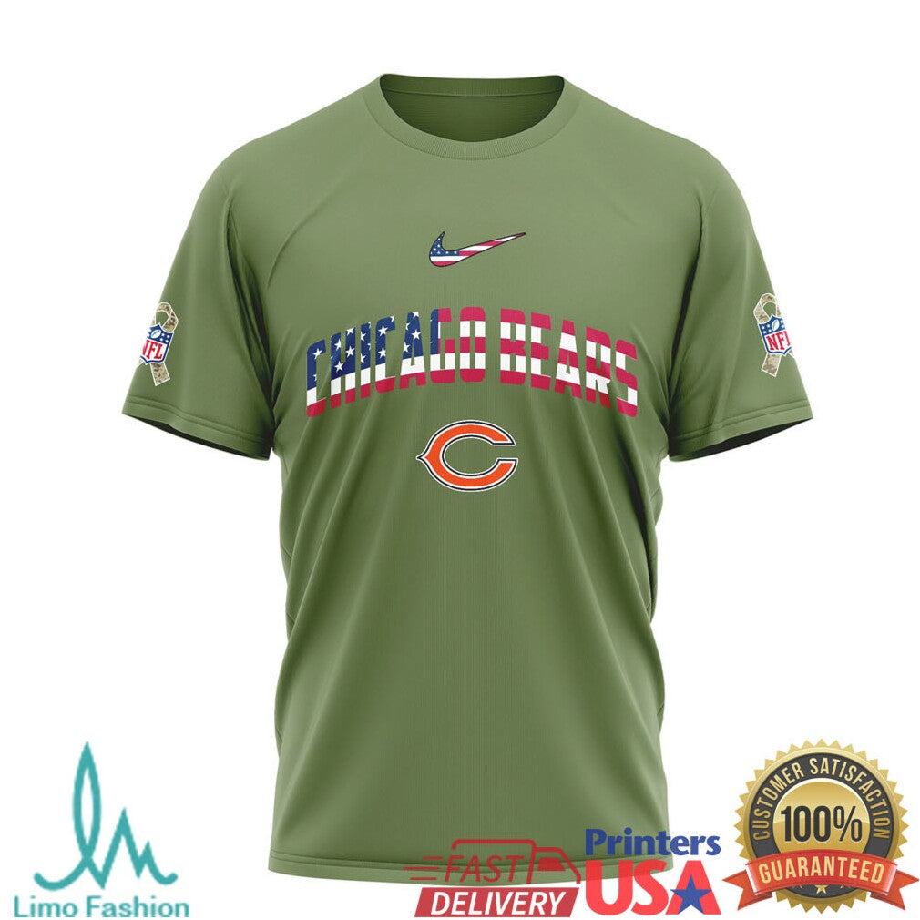 Snoopy Chicago Bears United State 250th Anniversary Military Olive T Shirt - Limotees LLC