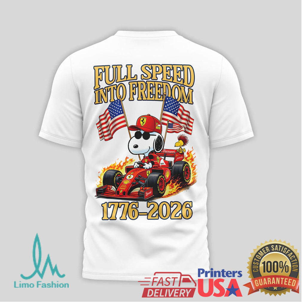 Snoopy Ferrari F1 250 Years of Freedom US 1776 2026 T Shirt - Limotees LLC