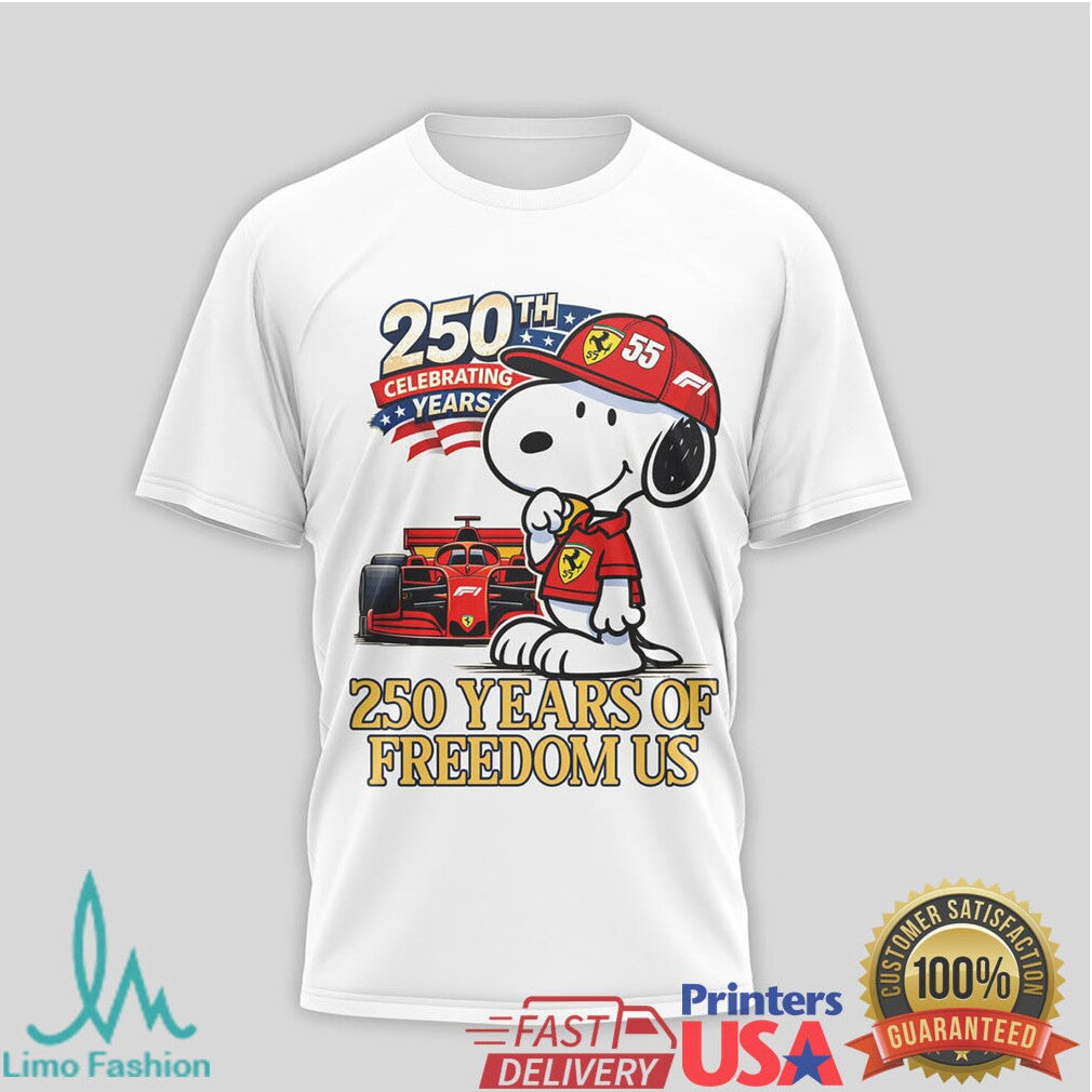 Snoopy Ferrari F1 250 Years of Freedom US 1776 2026 T Shirt - Limotees LLC