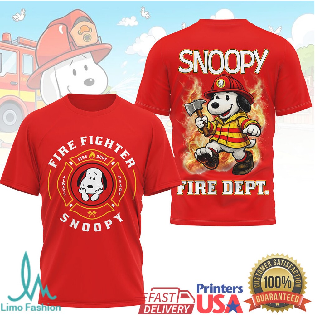 Snoopy Firefighter Fire Dept Rescue Character T Shirt - Limotees LLC