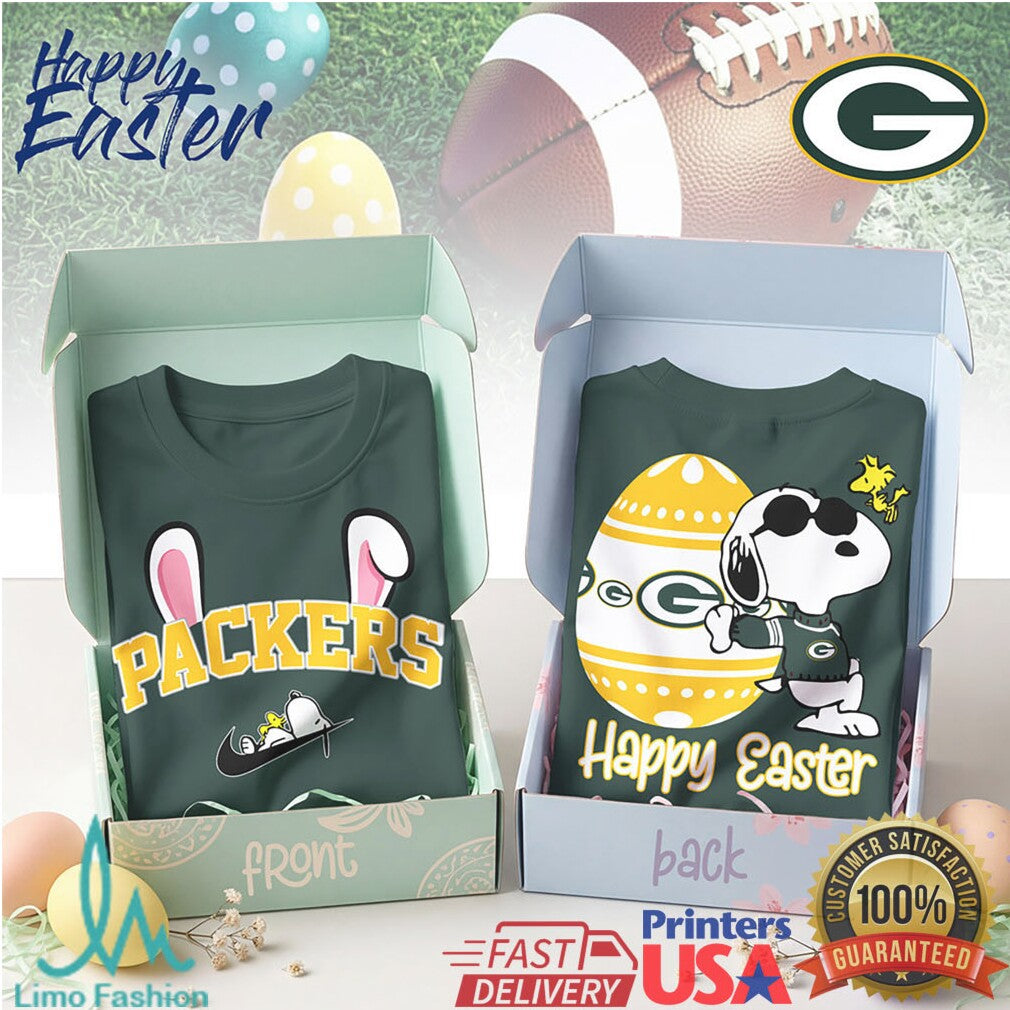 Snoopy Happy Easter Green Bay Packers NFL Holiday T Shirt - Limotees LLC