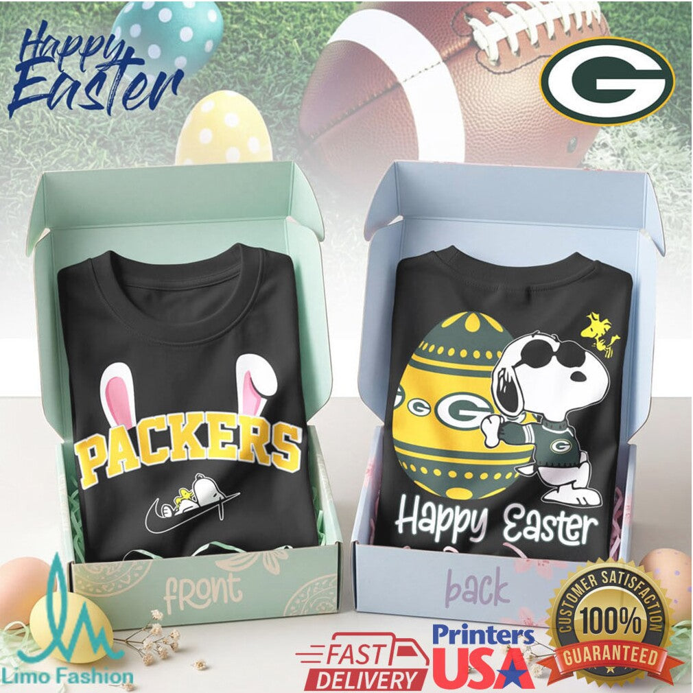 Snoopy Happy Easter Green Bay Packers NFL Holiday T Shirt - Limotees LLC