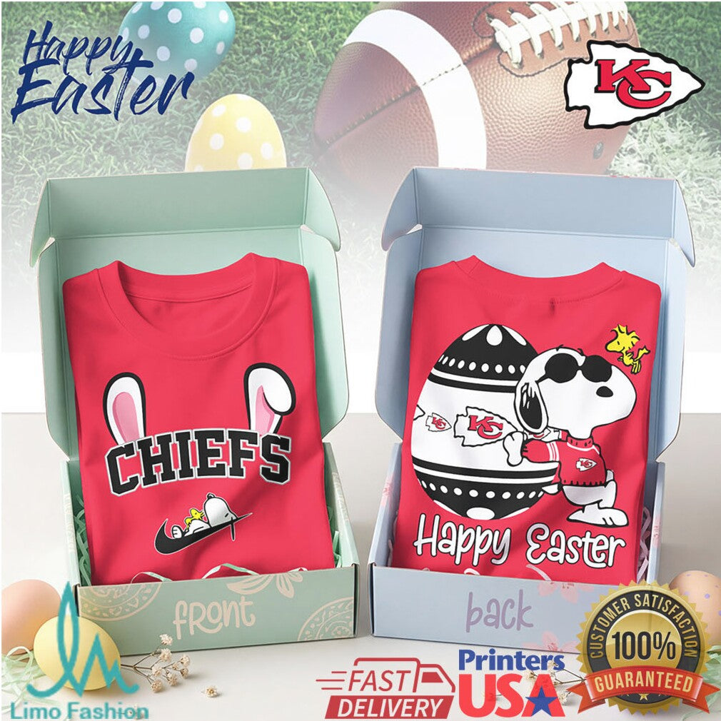 Snoopy Happy Easter Kansas City Chiefs NFL Holiday T Shirt - Limotees LLC