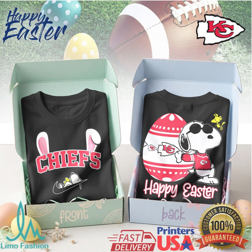Snoopy Happy Easter Kansas City Chiefs NFL Holiday T Shirt - Limotees LLC