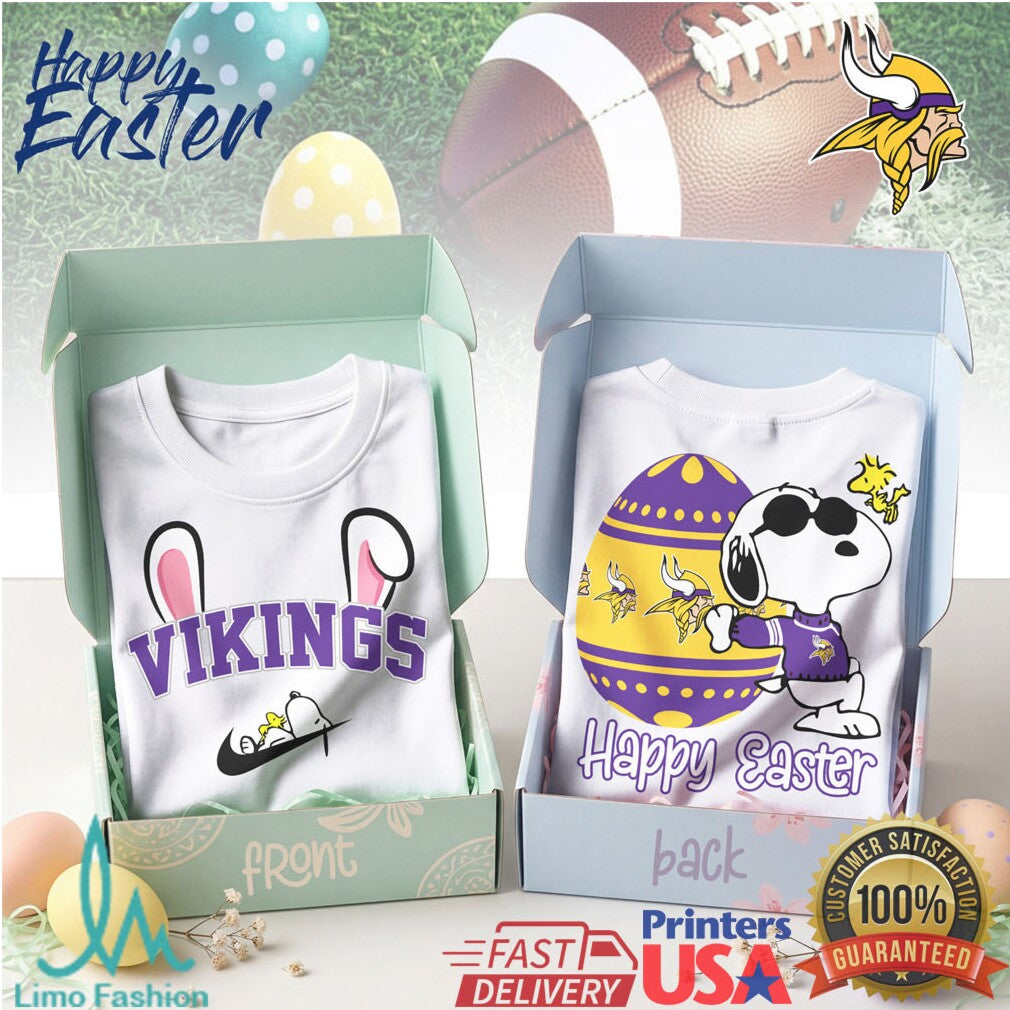Snoopy Happy Easter Minnesota Vikings NFL Holiday T Shirt - Limotees LLC