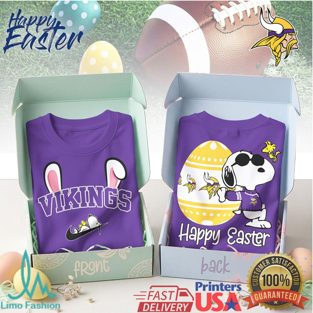 Snoopy Happy Easter Minnesota Vikings NFL Holiday T Shirt - Limotees LLC
