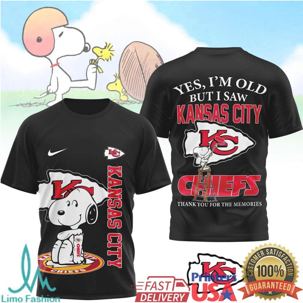Snoopy Kansas City Chiefs Football Graphic T Shirt Thank You For The Memories Fan Gear - Limotees LLC