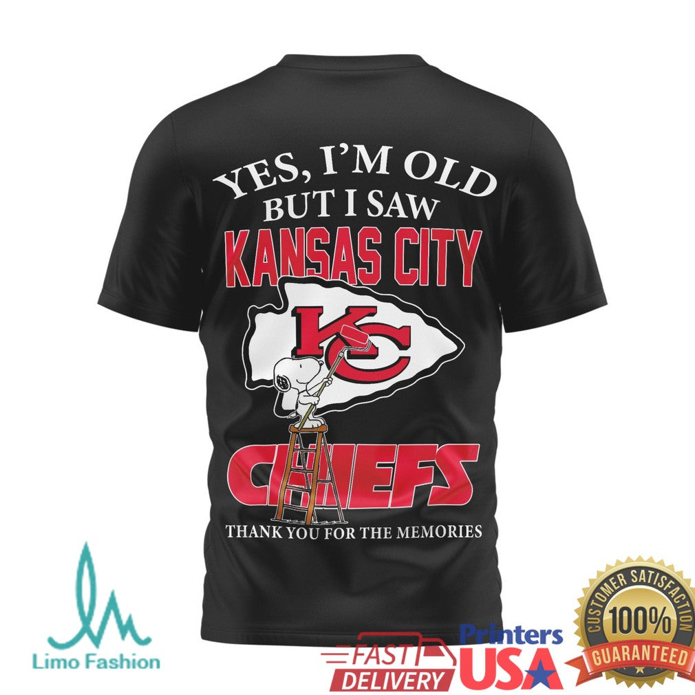 Snoopy Kansas City Chiefs Football Graphic T Shirt Thank You For The Memories Fan Gear - Limotees LLC