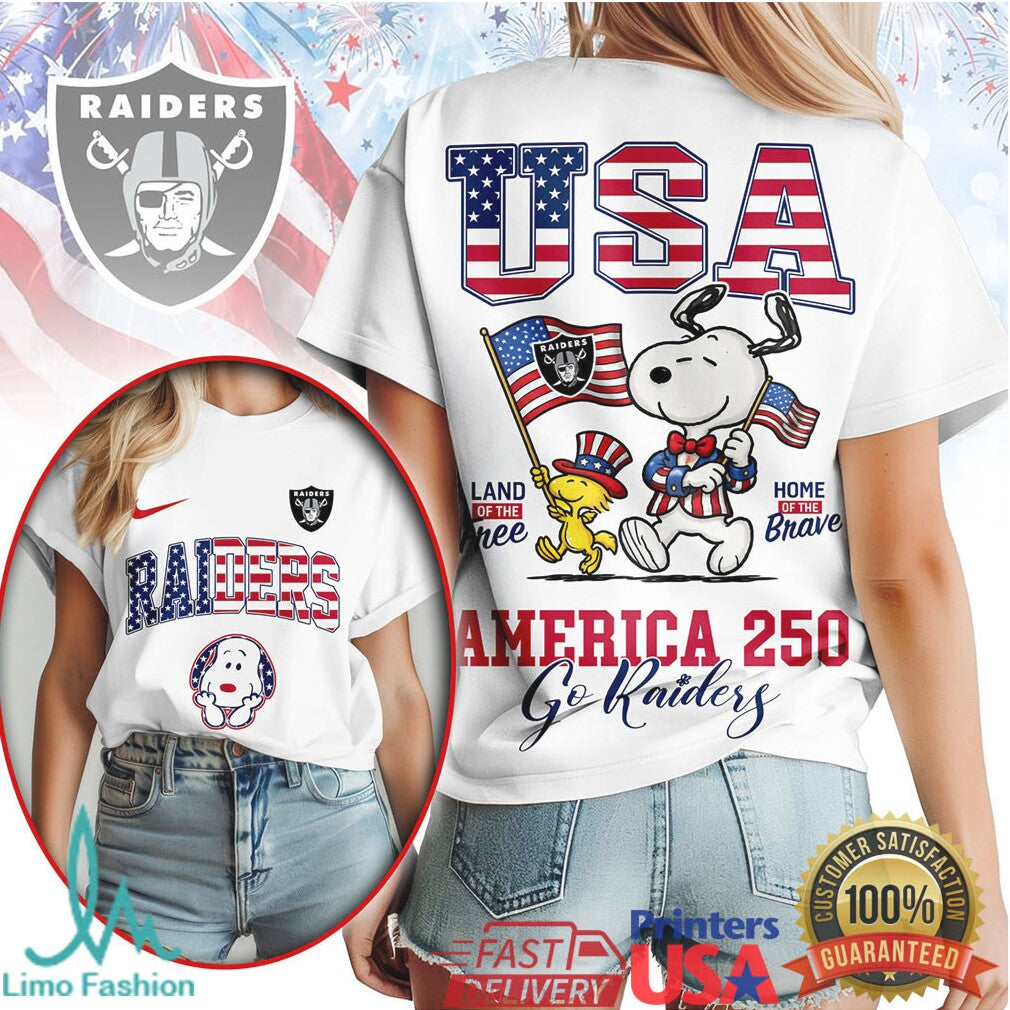 Snoopy Las Vegas Raiders USA 250th Anniversary Land of the Free Shirt - Limotees LLC