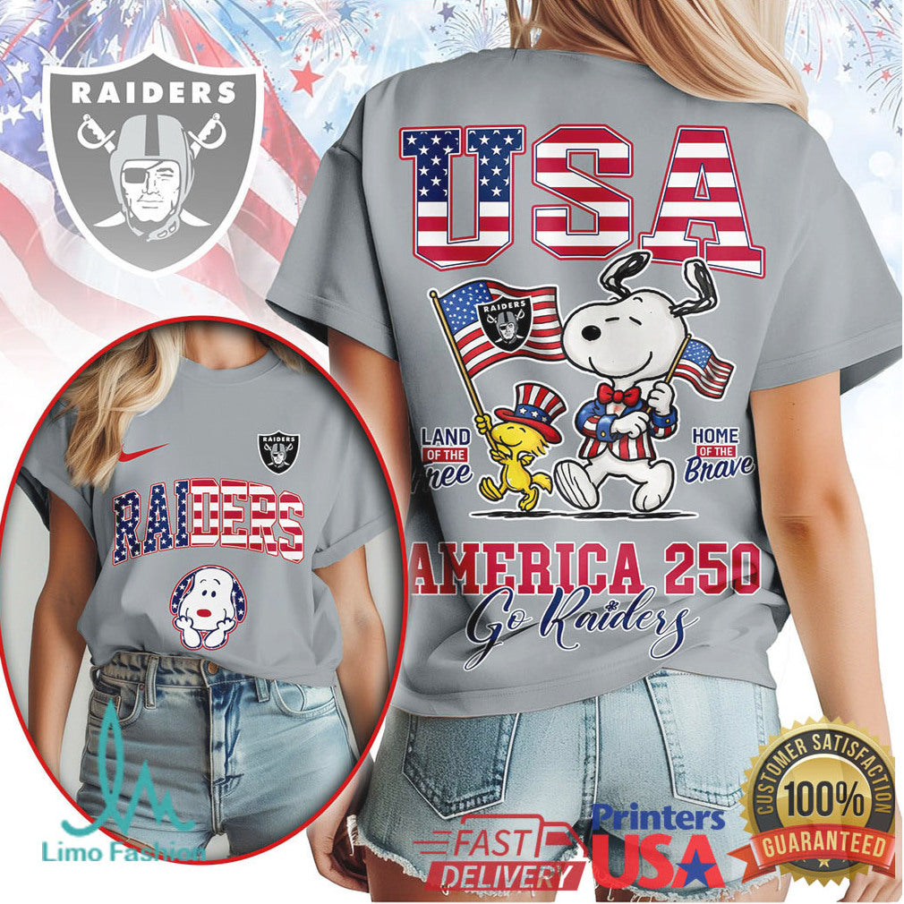 Snoopy Las Vegas Raiders USA 250th Anniversary Land of the Free Shirt - Limotees LLC