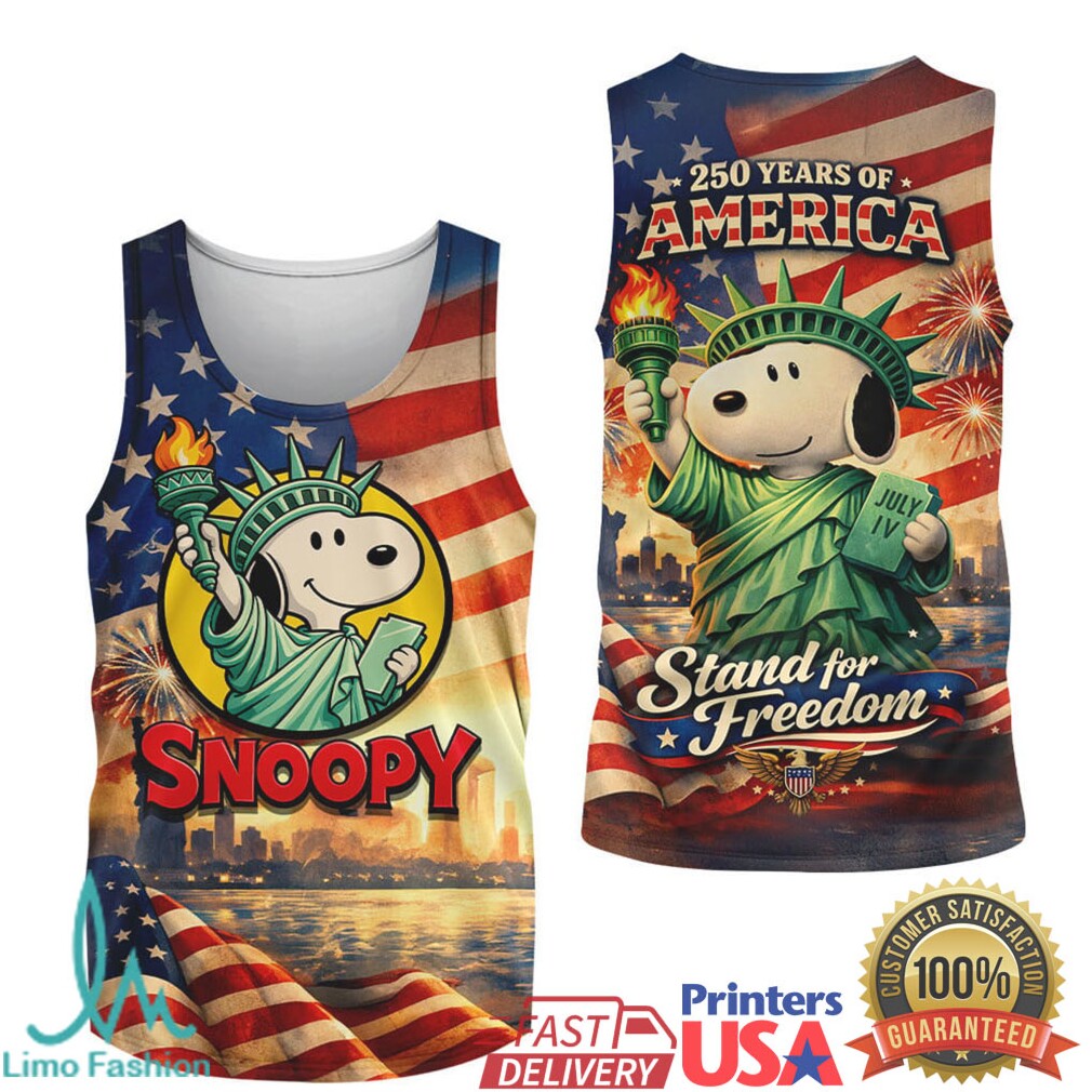 Snoopy Liberty 250 Years of America Freedom 4th of July T Shirt - Limotees LLC
