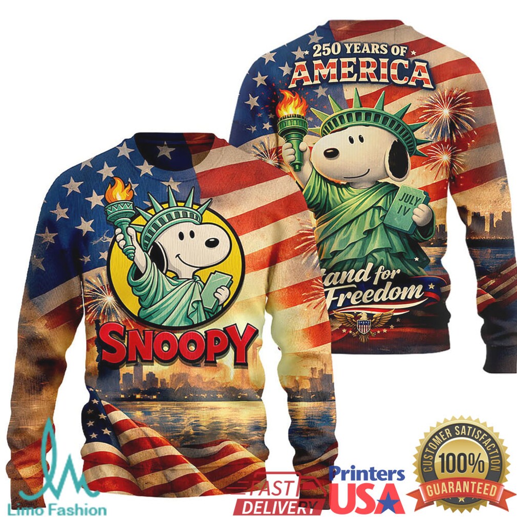 Snoopy Liberty 250 Years of America Freedom 4th of July T Shirt - Limotees LLC