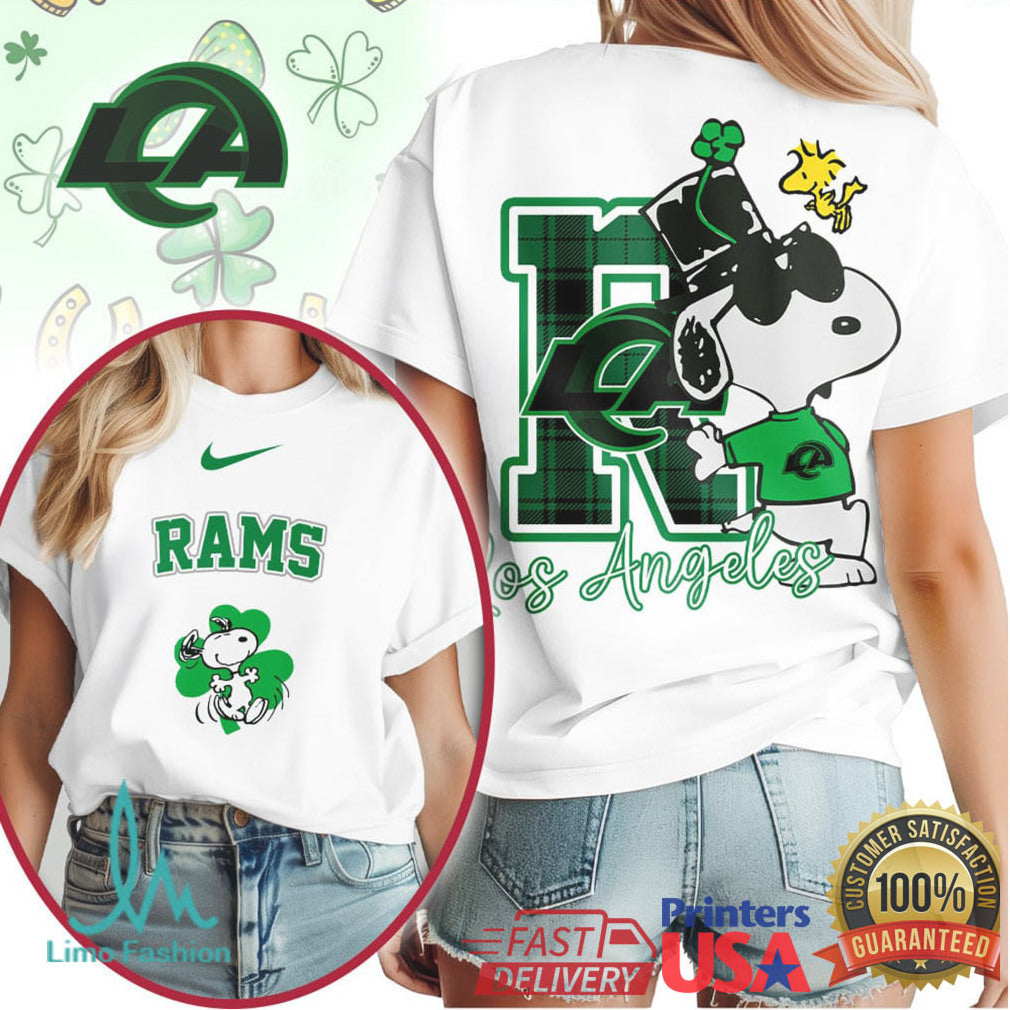 Snoopy Los Angeles Rams St. Patrick's Day Lucky Green Football Shirt - Limotees LLC