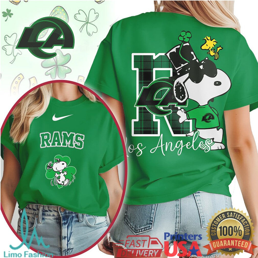 Snoopy Los Angeles Rams St. Patrick's Day Lucky Green Football Shirt - Limotees LLC