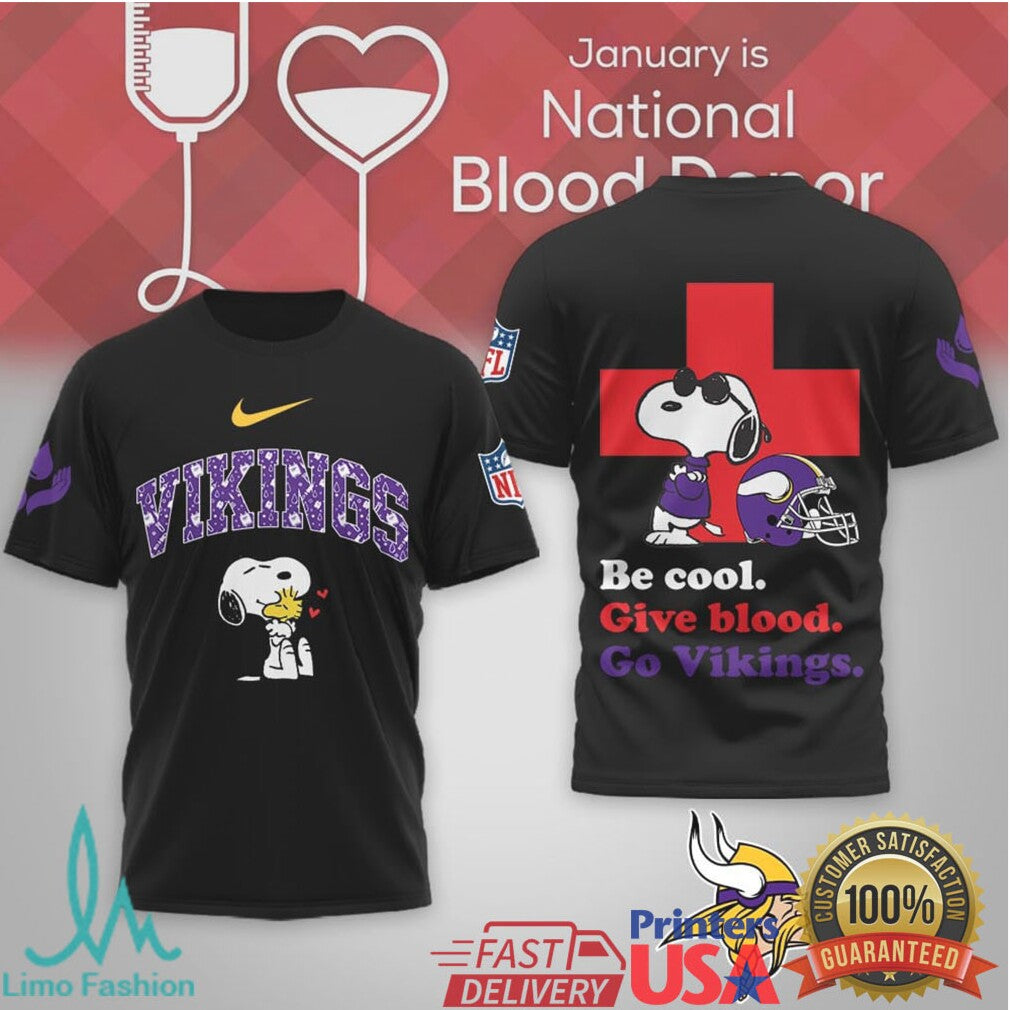 Snoopy Minnesota Vikings National Blood Donor Month T Shirt - Limotees LLC