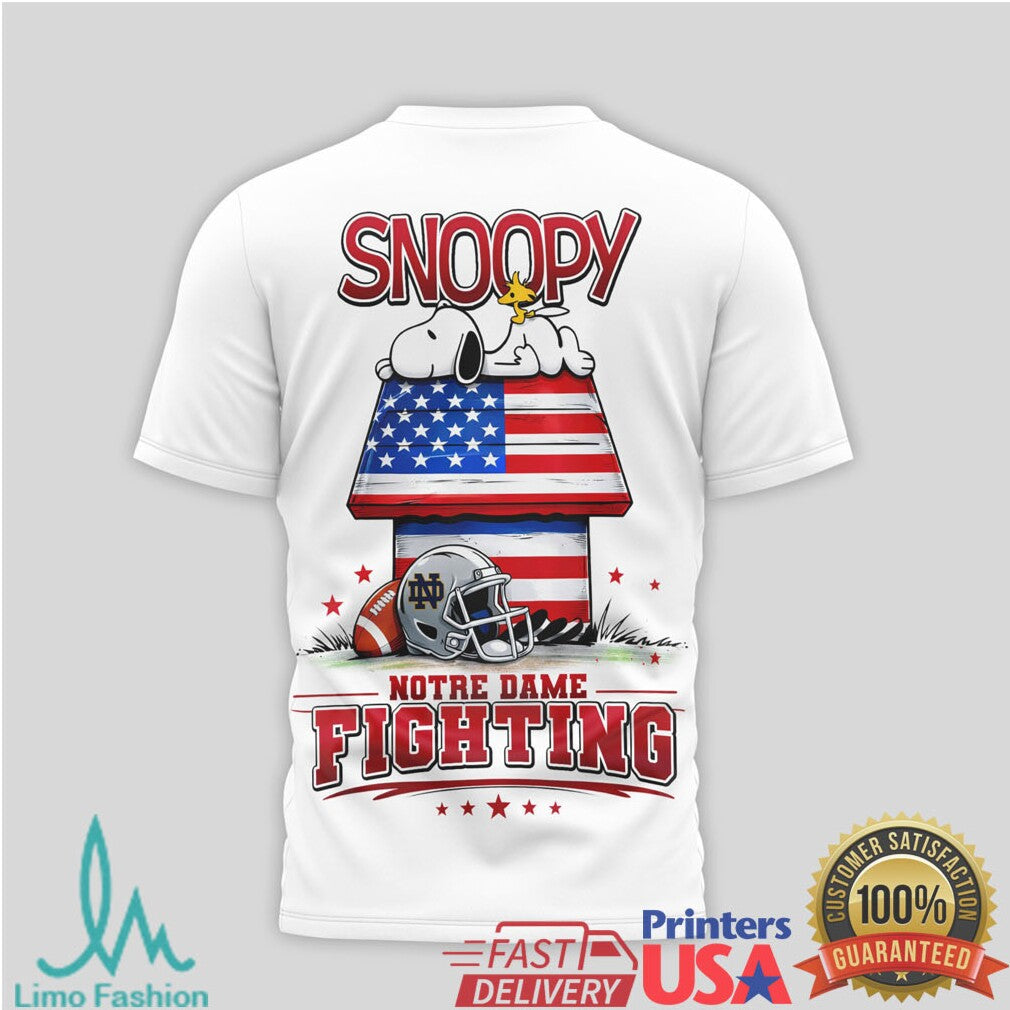 Snoopy Notre Dame Fighting Irish Patriotic Game Day T Shirt - Limotees LLC