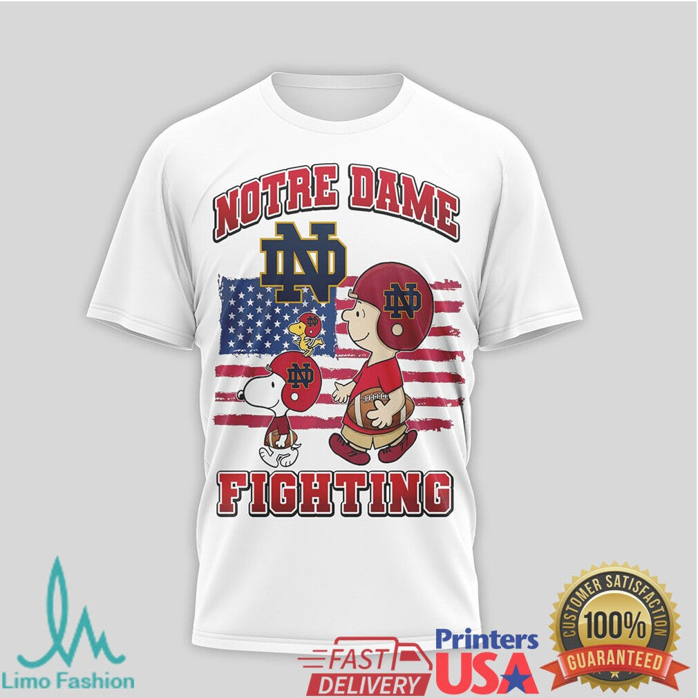 Snoopy Notre Dame Fighting Irish Patriotic Game Day T Shirt - Limotees LLC
