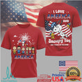 Snoopy Peanuts Gang America 250th Anniversary Patriotic Red T Shirt - Limotees LLC