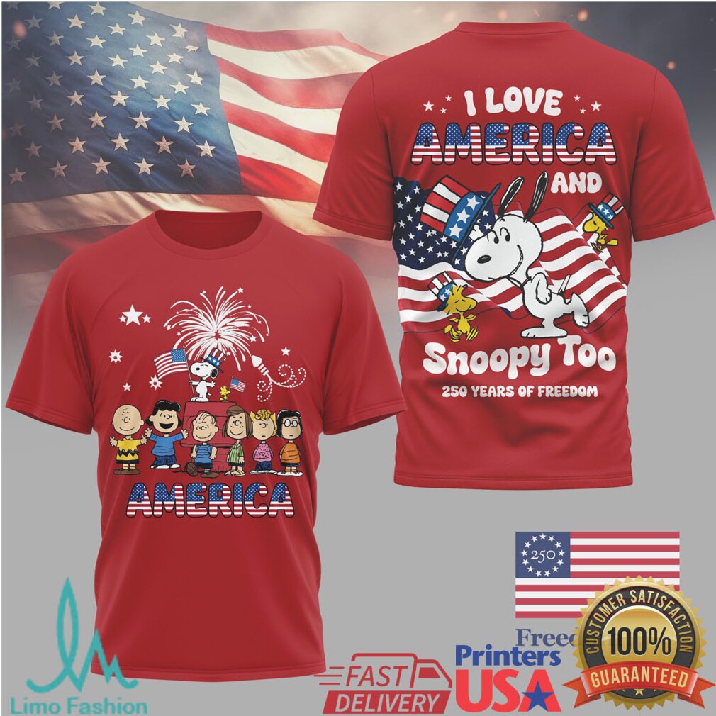 Snoopy Peanuts Gang America 250th Anniversary Patriotic Red T Shirt - Limotees LLC
