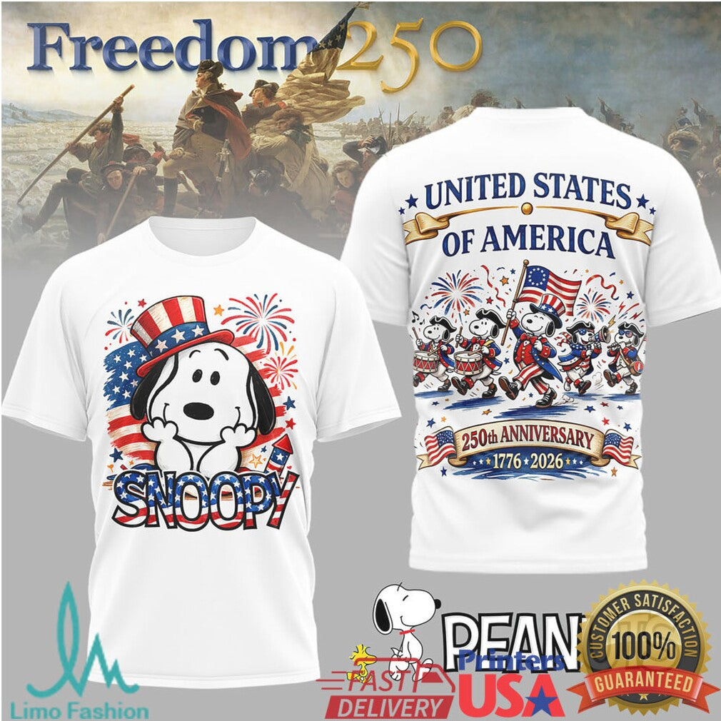 Snoopy Peanuts United States 250th Anniversary Celebration T Shirt - Limotees LLC