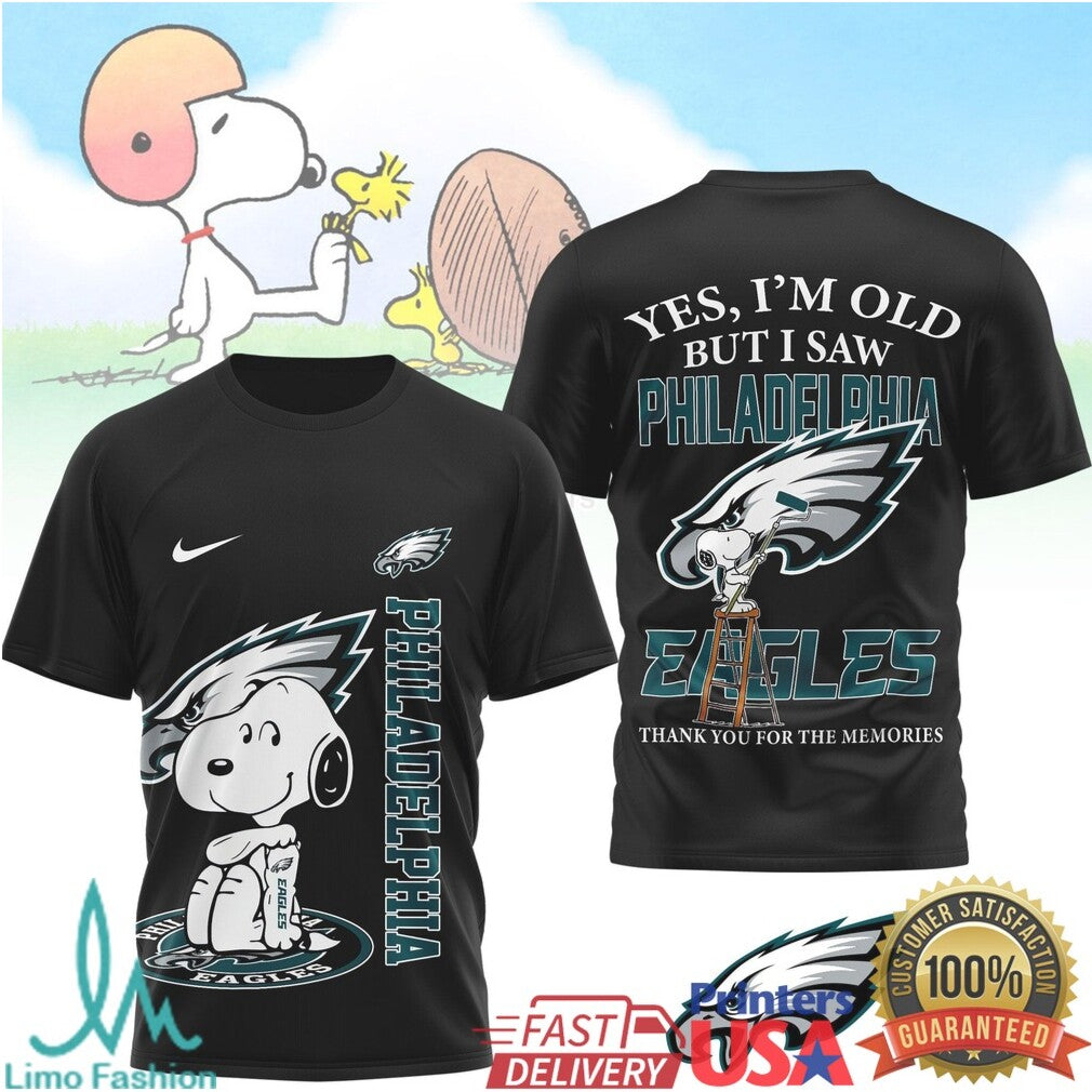 Snoopy Philadelphia Eagles Fan T Shirt Yes I'm Old But I Saw Them Thank You For The Memories - Limotees LLC