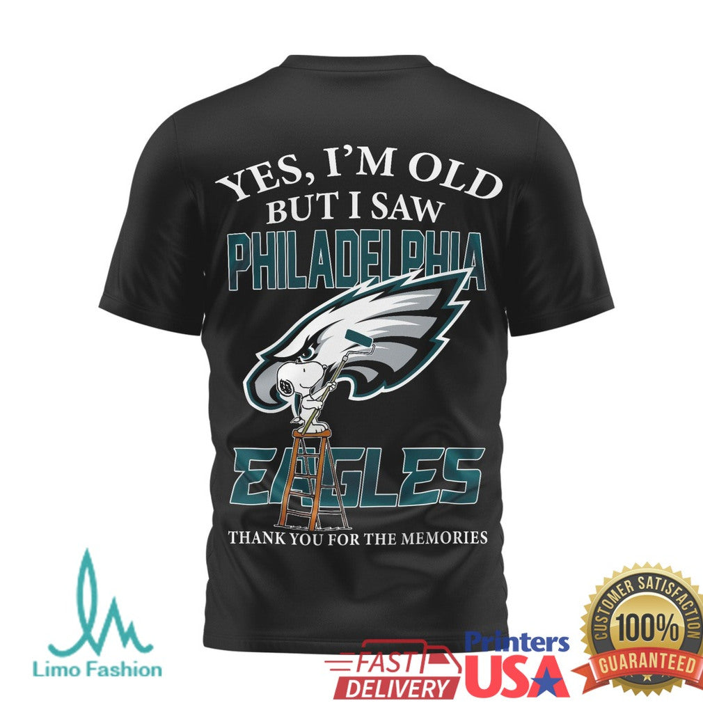 Snoopy Philadelphia Eagles Fan T Shirt Yes I'm Old But I Saw Them Thank You For The Memories - Limotees LLC