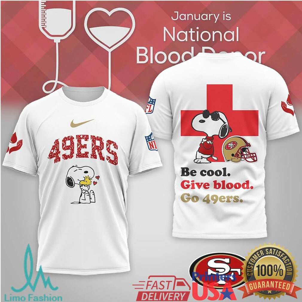 Snoopy San Francisco 49ers National Blood Donor Month T Shirt - Limotees LLC