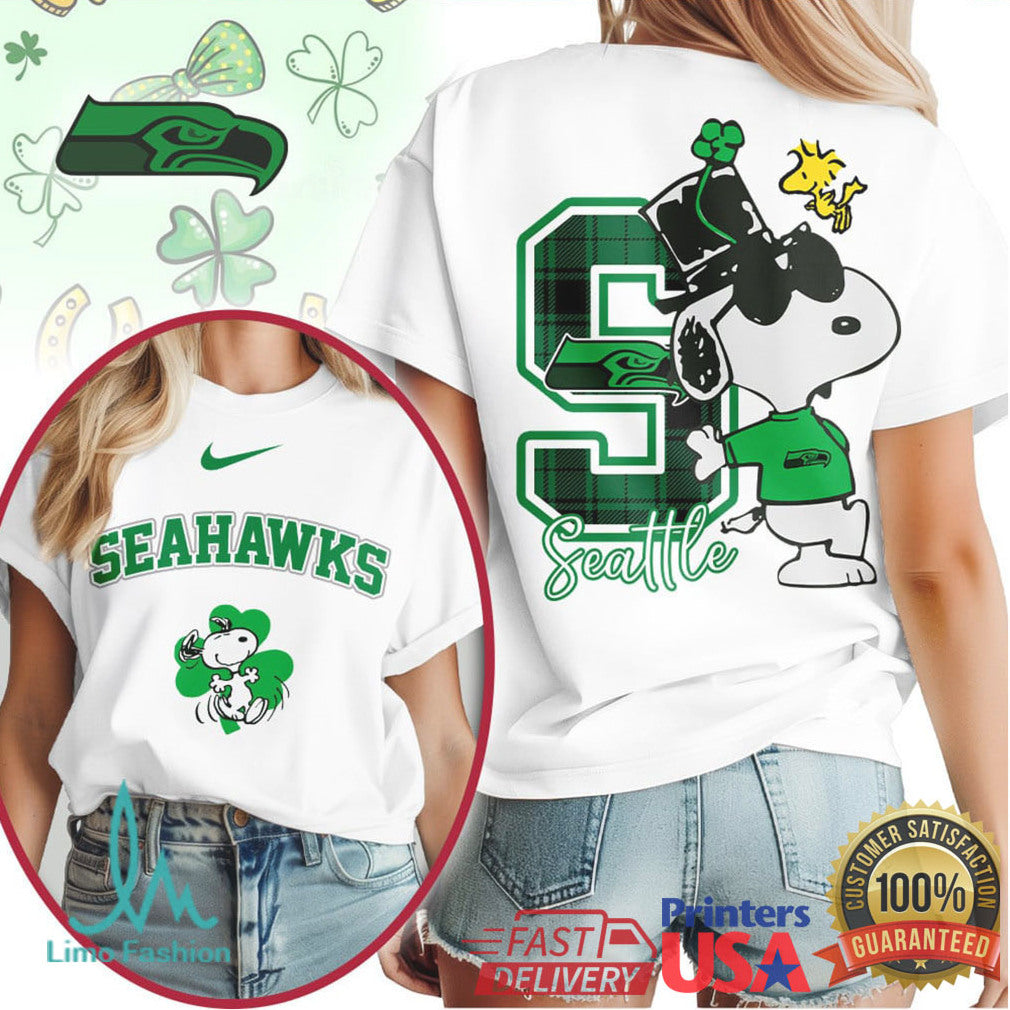 Snoopy Seattle Seahawks St. Patrick's Day Green Plaid T Shirt - Limotees LLC