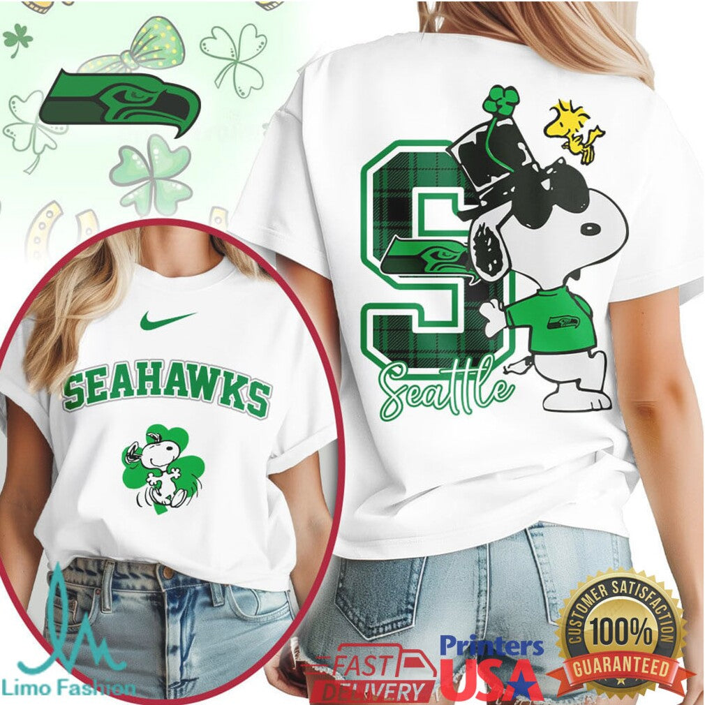 Snoopy Seattle Seahawks St. Patrick's Day Green Plaid T Shirt - Limotees LLC