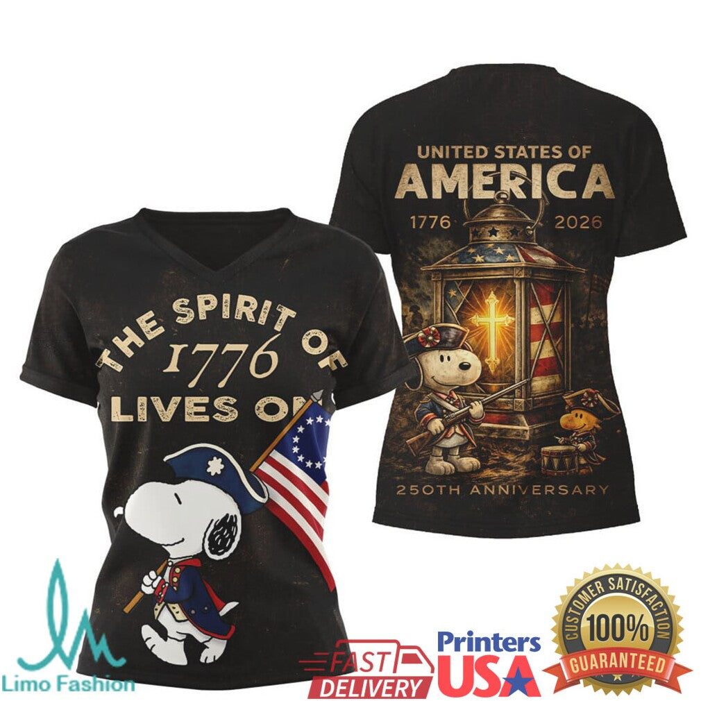 Snoopy Spirit of 1776 Patriotic Lantern USA 250th Anniversary T Shirt - Limotees LLC