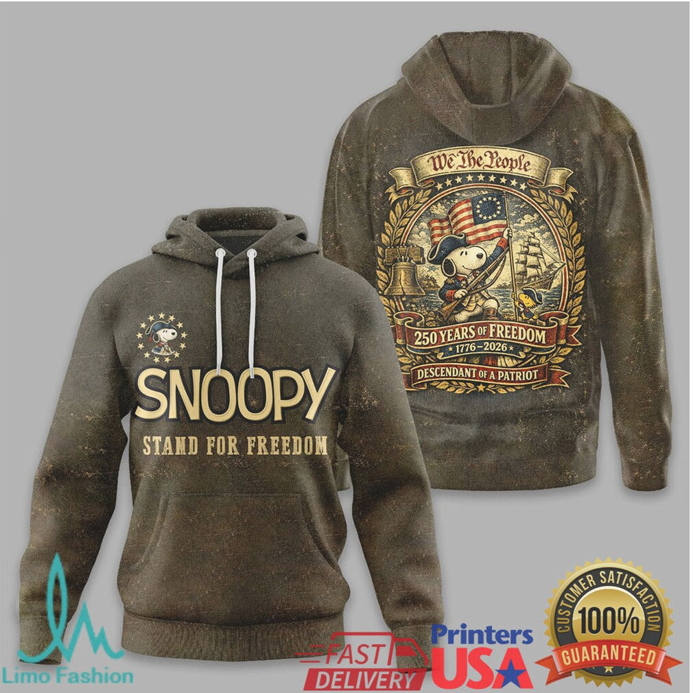 Snoopy We The People Stand For Freedom Descendant of a Patriot T Shirt - Limotees LLC