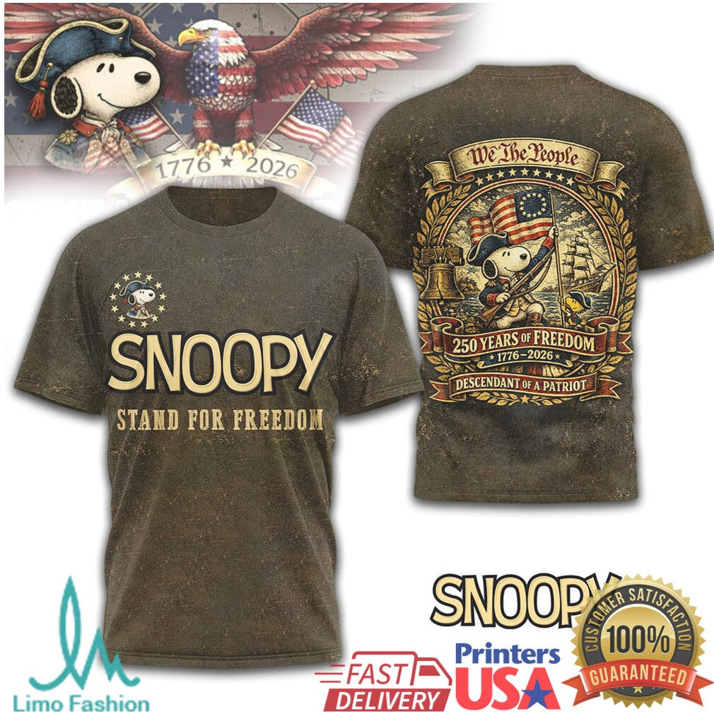 Snoopy We The People Stand For Freedom Descendant of a Patriot T Shirt - Limotees LLC