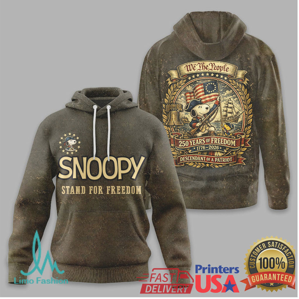 Snoopy We The People Stand For Freedom Descendant of a Patriot T Shirt - Limotees LLC