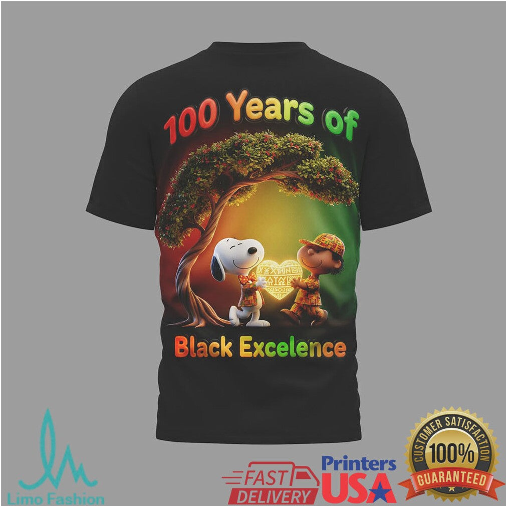Snoopy and Charlie Brown 100 Years of Black Excellence Graphic Tee - Limotees LLC