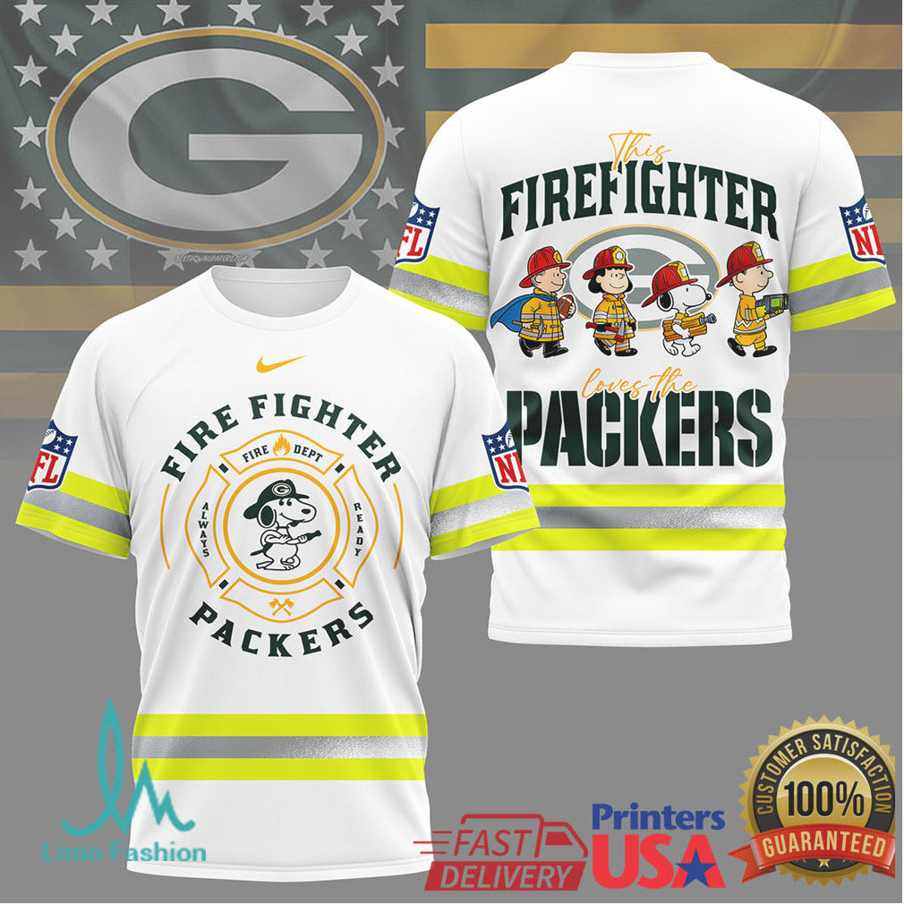 Snoopy and Friends Firefighter Green Bay Packers NFL T Shirt