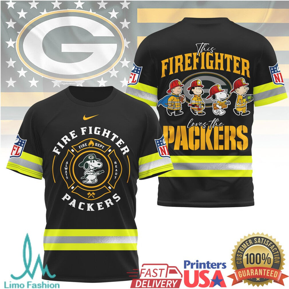 Snoopy and Friends Firefighter Green Bay Packers NFL T Shirt