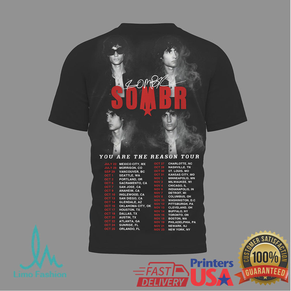 Sombr You Are The Reason Tour 2024 Black Indie Rock Band T Shirt - Limotees LLC