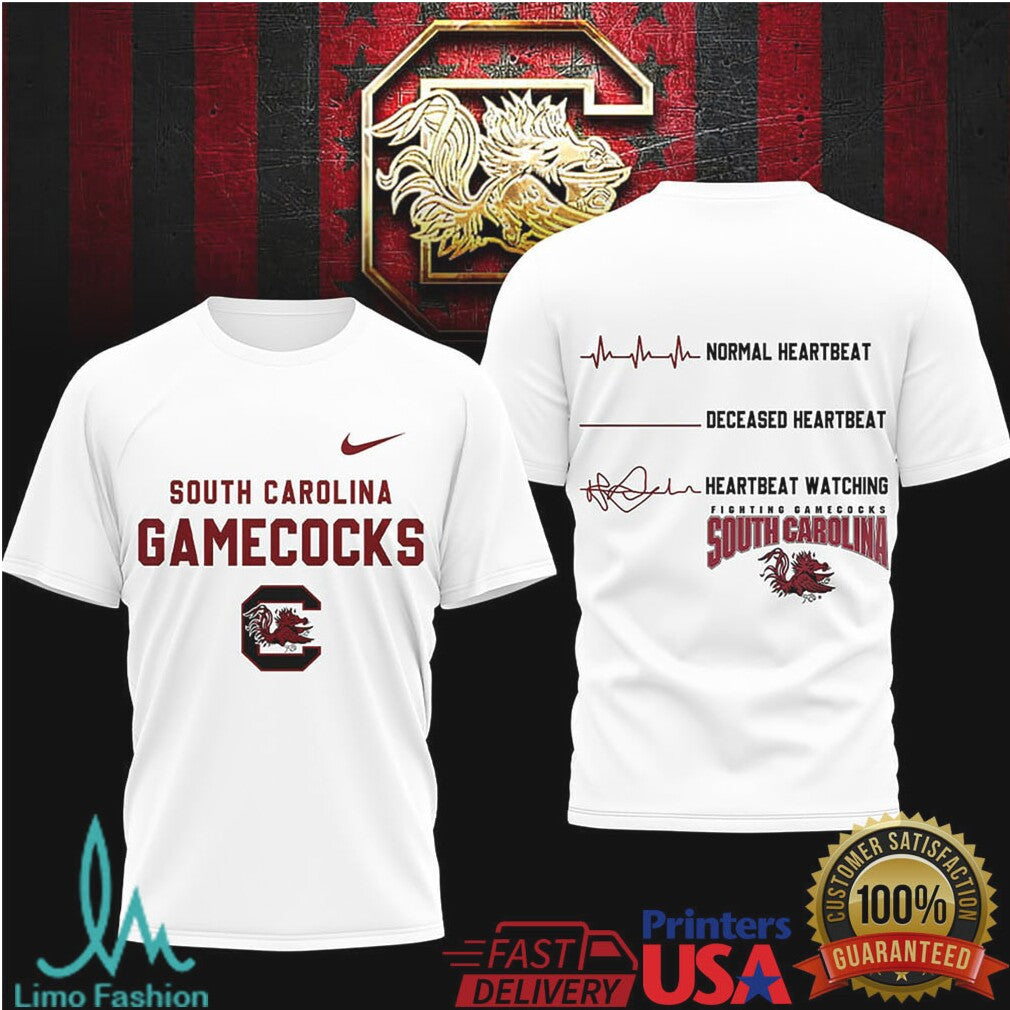 South Carolina Gamecocks Heartbeat Watching Graphic T Shirt USC Fan T Shirt - Limotees LLC