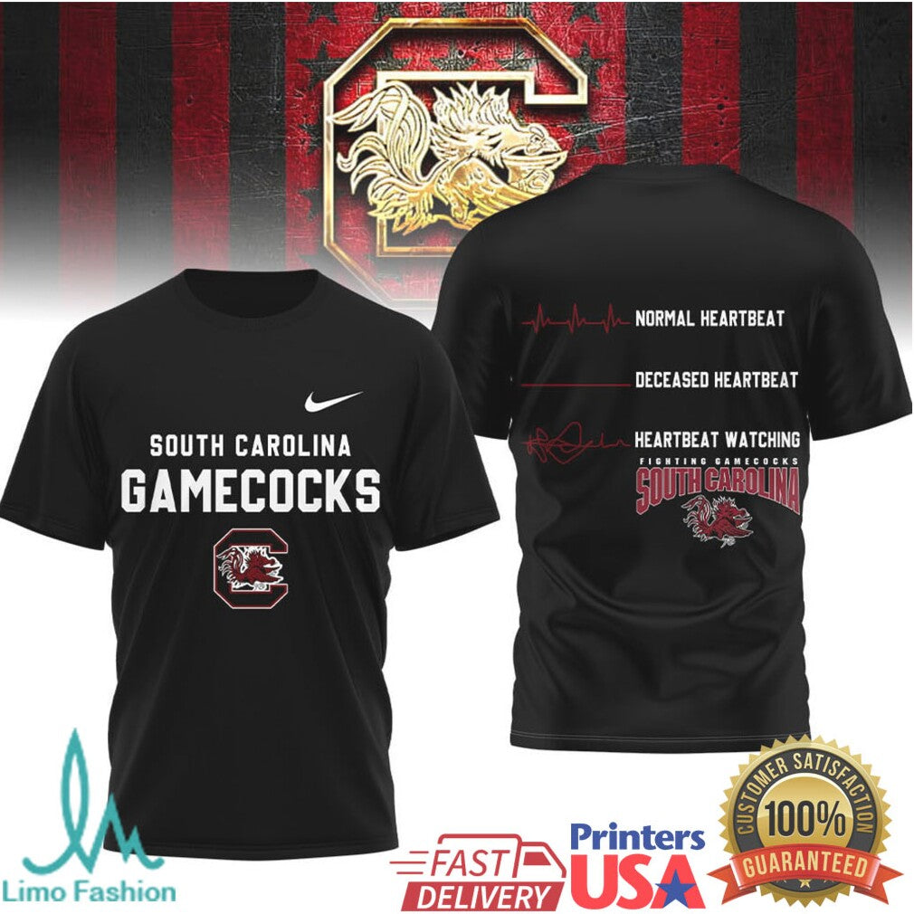 South Carolina Gamecocks Heartbeat Watching Graphic T Shirt USC Fan T Shirt - Limotees LLC