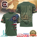 South Carolina Gamecocks Military Appreciation T Shirt Camo American Flag Sports T Shirt - Limotees LLC
