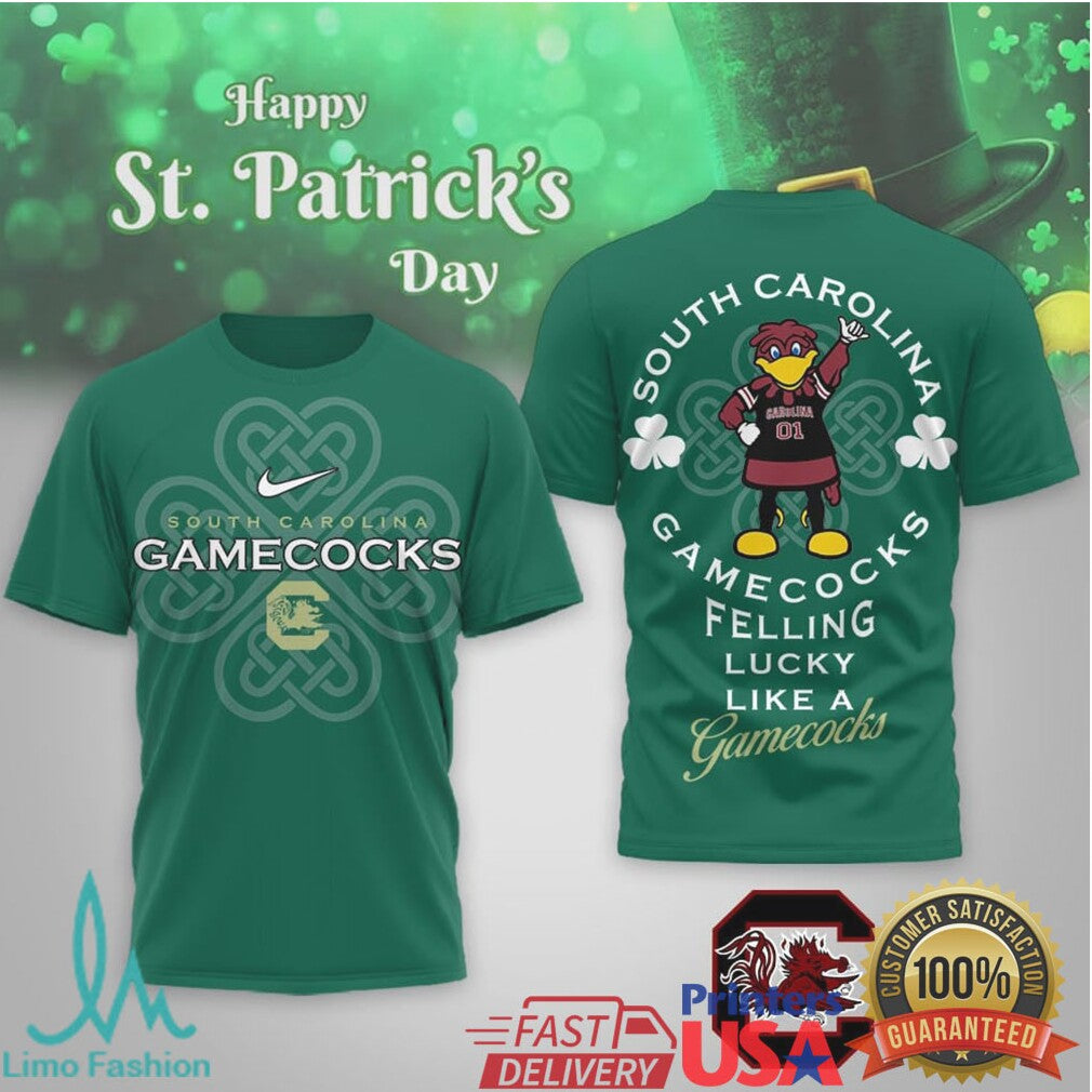 South Carolina Gamecocks St. Patrick's Day Feeling Lucky Like a Gamecock T Shirt - Limotees LLC