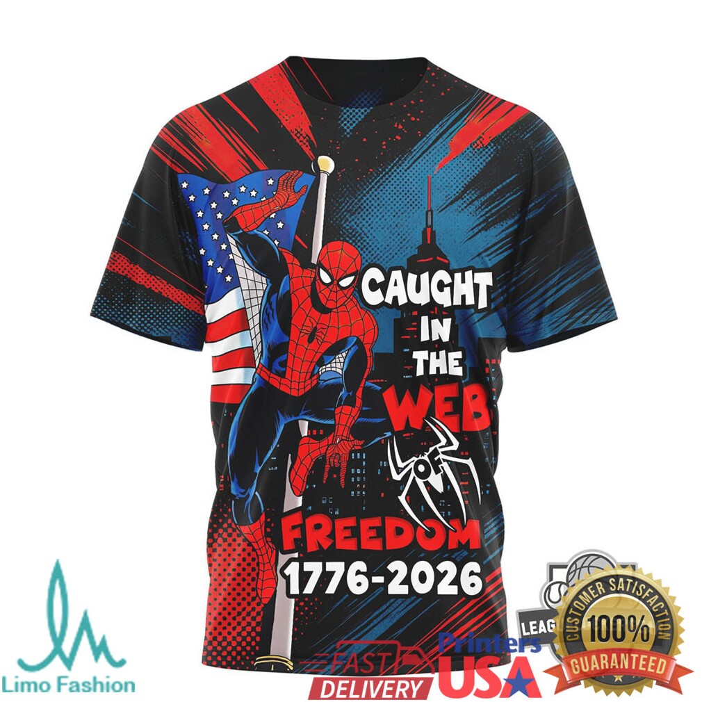 Spider Man 250 Years Of Freedom 1776 2026 4th of July T Shirt - Limotees LLC