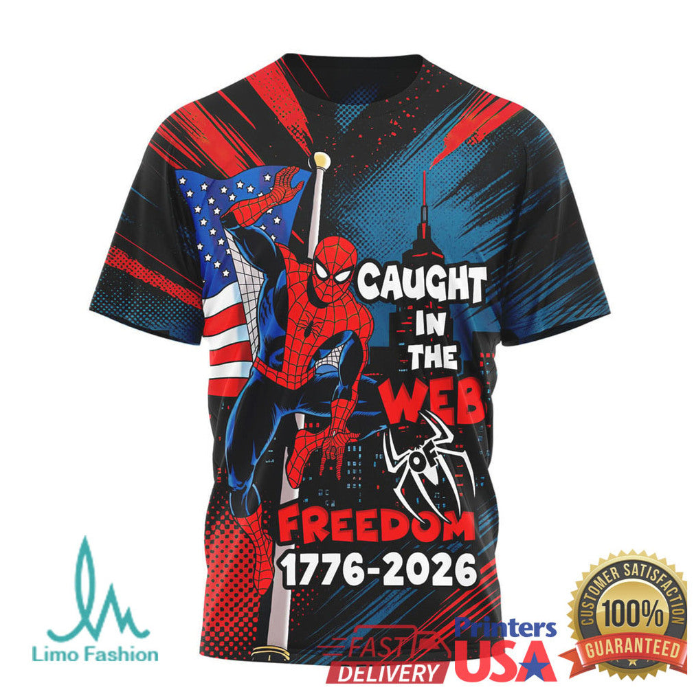 Spider Man 250 Years of Freedom 1776 2026 Patriotic Marvel T Shirt - Limotees LLC