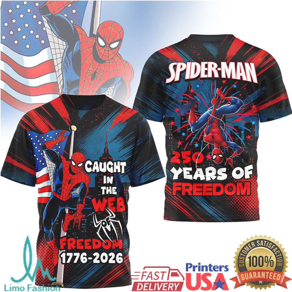 Spider Man 250 Years of Freedom 1776 2026 Patriotic Marvel T Shirt - Limotees LLC