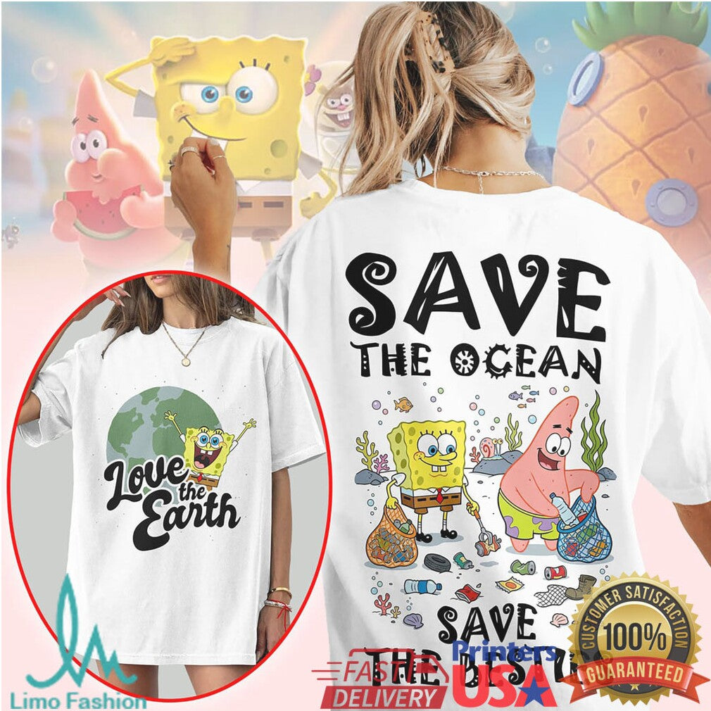 SpongeBob SquarePants Save The Ocean Save The Besties Earth Day T Shirt - Limotees LLC
