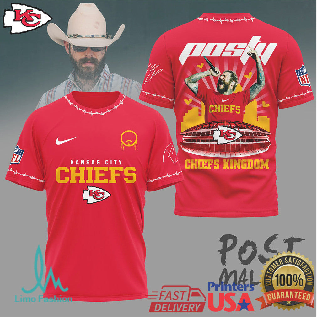 Kansas City Chiefs Official NFL Post Malone Fan 3D Shirt - Limotees LLC